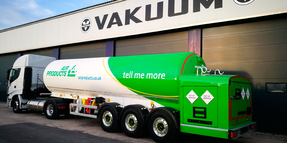Semitrailers for the transport of cryogenic gases, LIN / LOX / LAR designed and manufactured by Vakuum